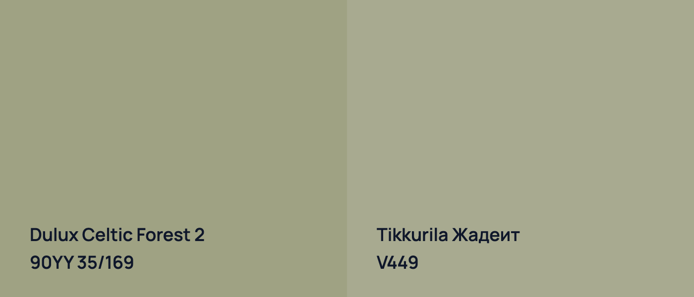 Dulux Celtic Forest 2 90YY 35/169 vs Tikkurila Жадеит V449